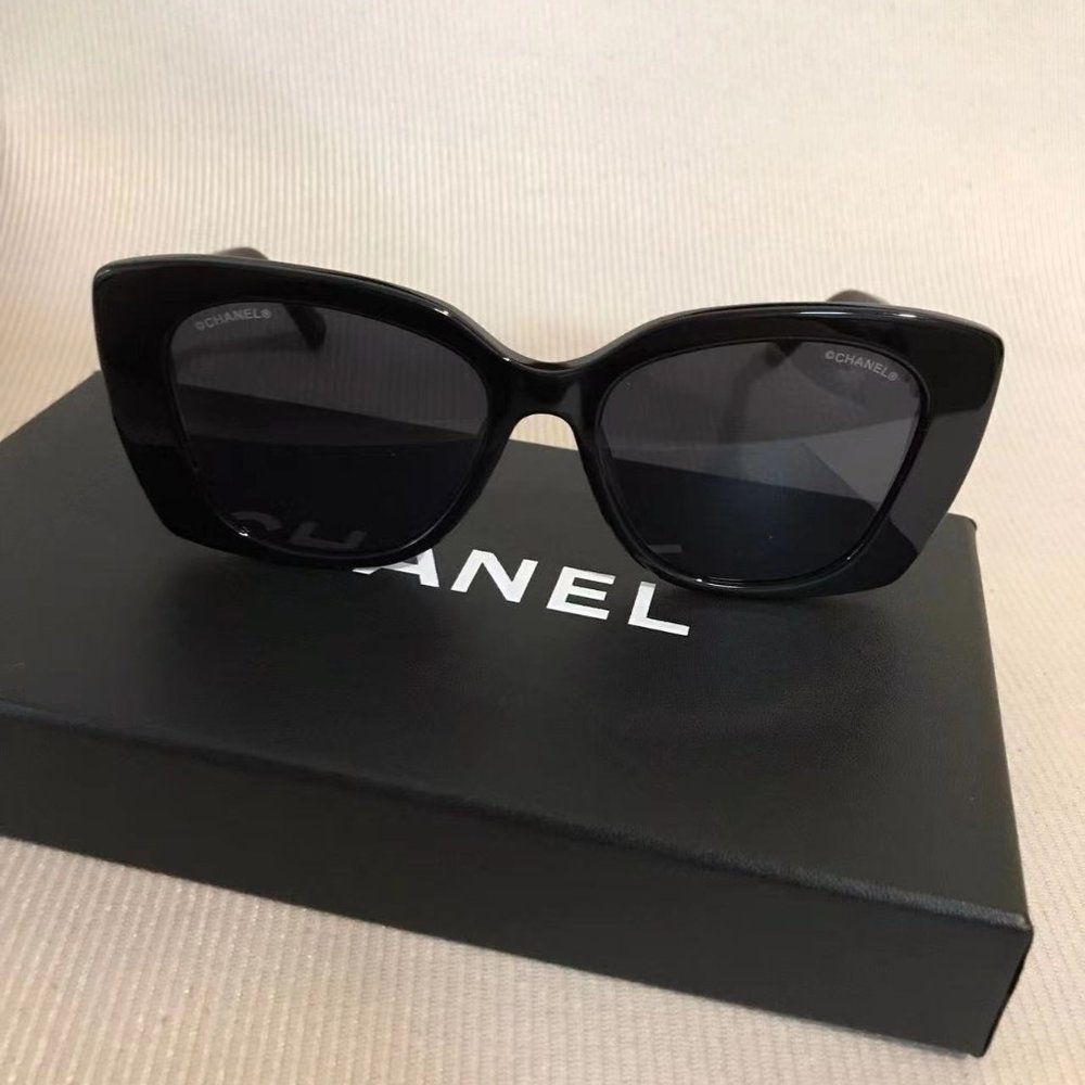 Chanel black oval sunglasses